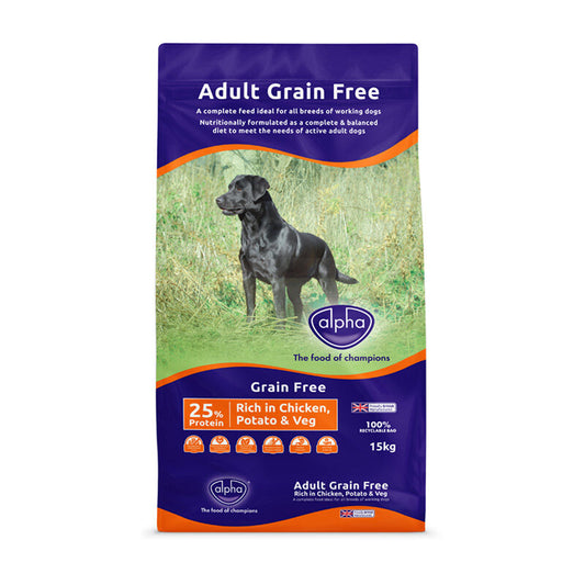 Alpha Adult Grain Free Chicken, Potato & Veg 15kg